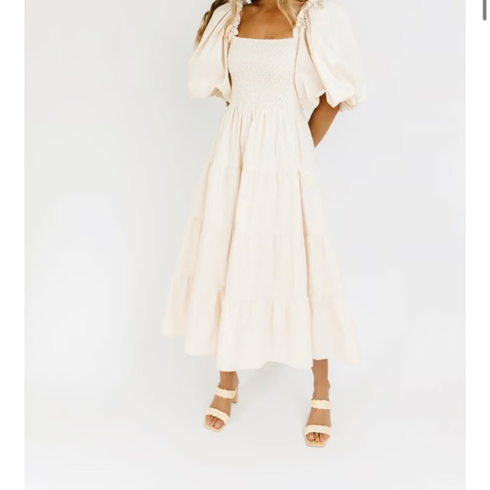 COPY - Zoco Puff Sleeve Cream Dress